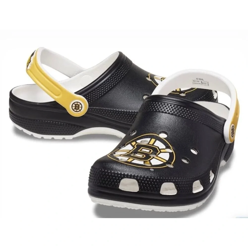Crocs NHL Boston Bruins Mens 13 Womens 15 Clogs Black Yellow Hockey Shoes New
